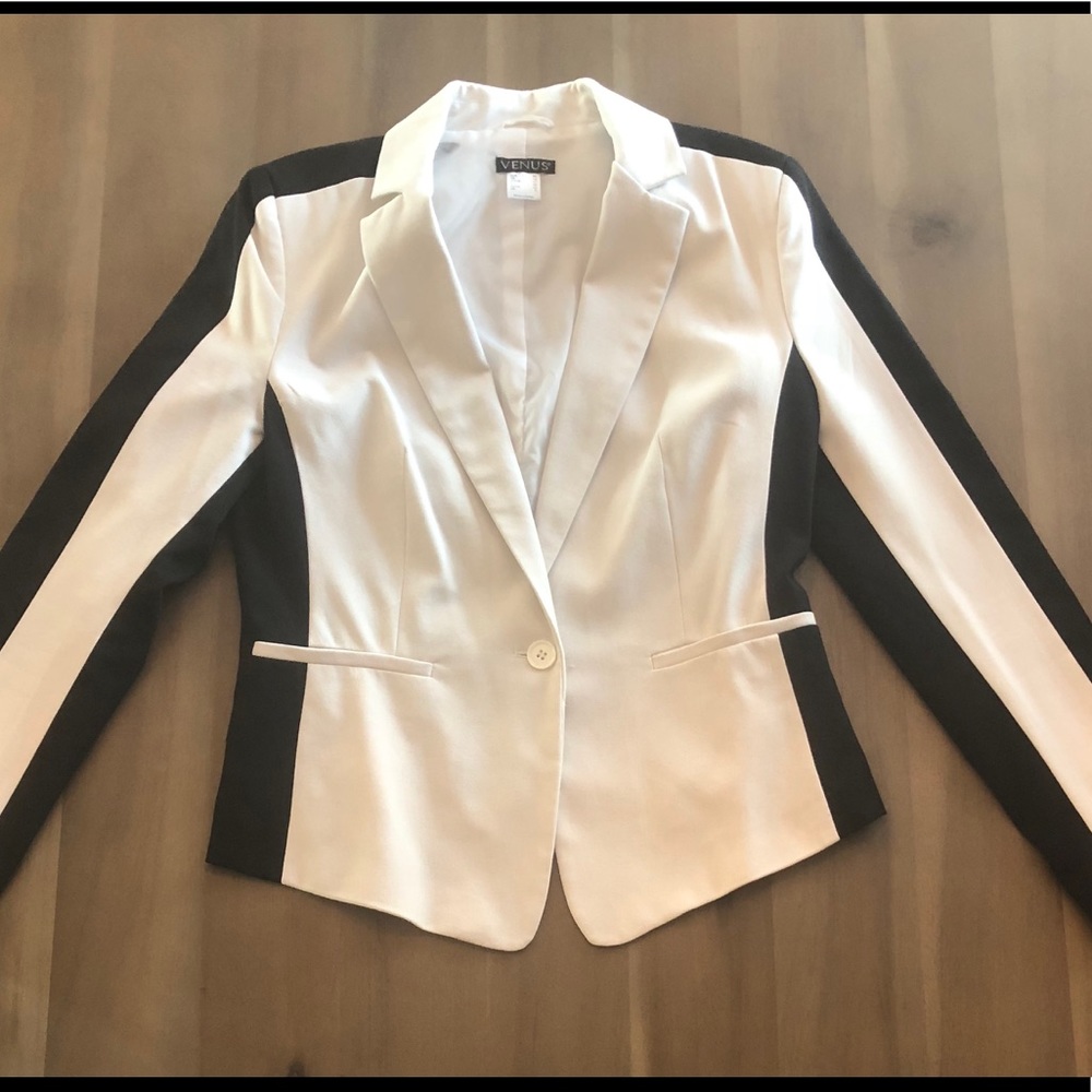 Black and white blazer